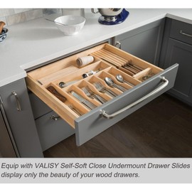 1 Pair 15 Inch Ball Bearing Full Extension Soft Close Undermount Drawer Slides, Bottom Mount Slow Self Closing Cabinet Metal Drawer Rails with Runner, Locking Device, Back Bracket and Screws