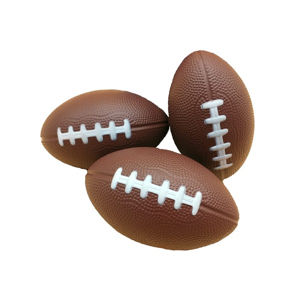 LMC Products 3 Pack of Mini Foam Footballs for Kids - Small, Tiny Football 4.75" in Length - Little Toy Football (Brown)