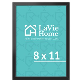 LaVie Home 8x11 Picture Frame for Wall Display, 8x11 Black Picture Frame with HD Plexiglas, 8 x 11 Matted Frame 1 Pack, Display Frame for Vertical or Horizontal, Classic Collection