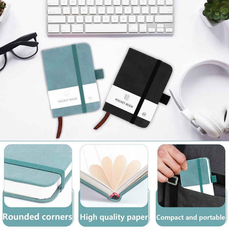 AIMEKE Pack of 2 Notebook A7, Pocket Mini Notepad, Small