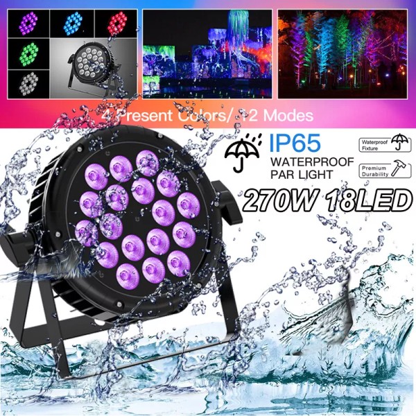 GdjRttk 270W Waterproof Par Light RGBW LED DMX Stage DJ