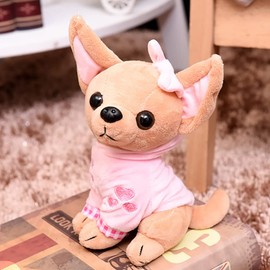 BIUBIULOVE Chihuahua Dog Plush Stuffed Animal, Stuffed Chihuahua Dog Plush Toy, Great Gift for Kids Home Recor (Pink)