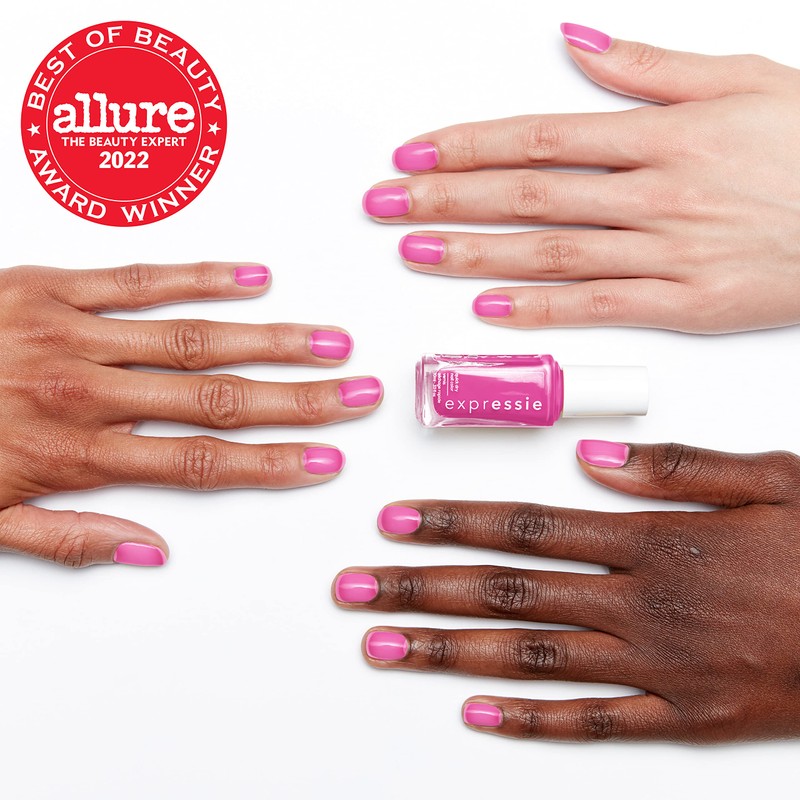 essie Expressie Nail Polish, Quick-Dry Translucent Magenta Pink Nail Polish,