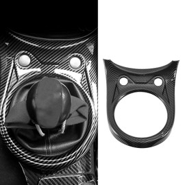 Gear Shift Panel Cover Trim Compatible with Nissan 370Z 2009-2020 Carbon Fiber Pattern ABS (Only Fit for Manual Transmission)