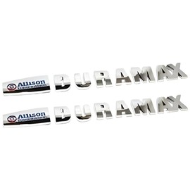 Duramax Badge Emblems 2-Piece in Chrome with Blue for 2007-2020 Silverado, Sierra, and Canyon - Suitable for Hood - Fits 1500, 2500HD, and 3500HD Models (Chrome with Blue)