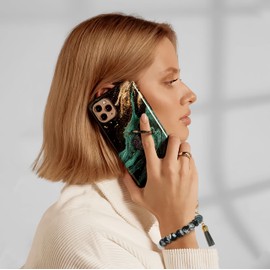 Lostars Silicone Beaded Phone Wrist Strap,Phone Bracelet Strap with Tether Tab,Elastic Hands-Free Beaded Keychain Wristlet (Black)