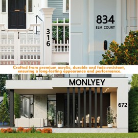 3 Inch Self Adhesive House Numbers, Black Acrylic House Address Letters and Numbers for Outside, Ideal for Garden, Mailboxes, Rooms, Apartments, Offices, and Hotels (B)