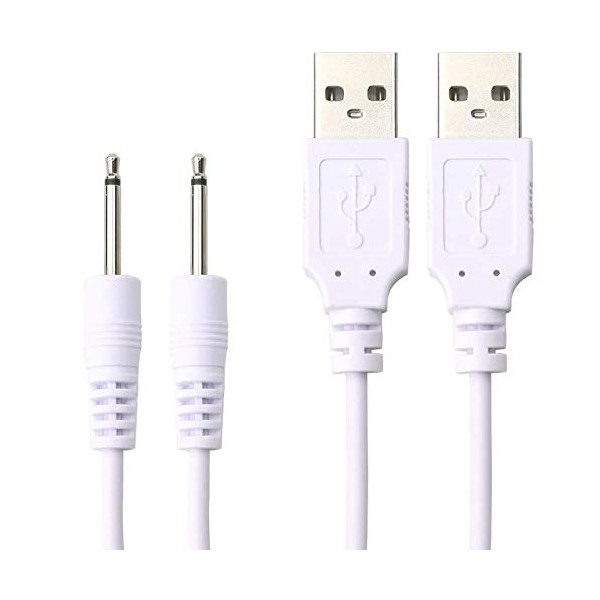 Accessonico Replacement-Charging-Charger-Rechargeable-Massagers, DC Cable USB Cord - 2.5mm (2 Pack)