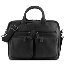 LEABAGS Dallas Leather Shoulder Bag I 15" Laptopbag I Genuine buffalo leather messenger bag I Vintage leather bag I Work bag