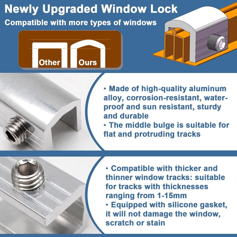 Consss Sliding Window Locks, 4 Pack Window Locks with Key