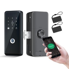 wisuwore Sliding Swing Door Smart Lock for Glass Door Keyless Entry Digital Door Locks, Fingerprint/APP/Password/Card/Key Five in One WiFi Lock for Office,Home,Hotel,Apartment