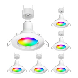 ledscom.de Set of 6 LED Ceiling Recessed Spotlights CIRC White with Smart Home RGBW GU10 LED Lamp, 5.41 W, 473 lm