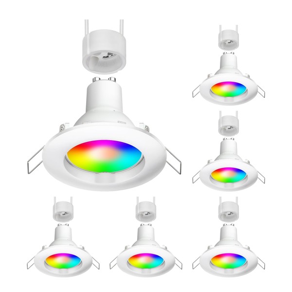 ledscom.de Set of 6 LED Ceiling Recessed Spotlights CIRC White