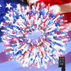 LAMPHOME 66ft Patriotic String Lights - Red White Blue Mini