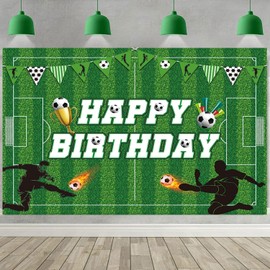 GAOTU GAOTU Soccer Birthday Party Backdrop Decoration Large Sports Theme Decorations for Boys Football Field Photo Background for Family Gathering Anniversary Holiday Decorative Supplies 5x3ft