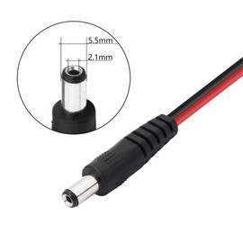 YACSEJAO 2 Pcs DC Male Jack to Alligator Clip Power Cable 50CM /19.7Inches 2.1mmx5.5 mm 12V DC Male Jack to Alligator Clip Power Cable