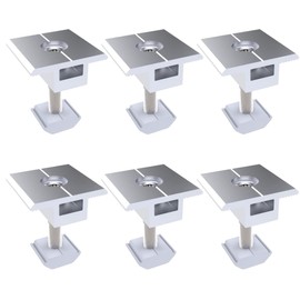 Teov Pack of 6 Middle Clamps, Aluminium, for 30 mm Thick Photovoltaic Solar Panels, Trapezoidal, Solar Panel Z Brackets