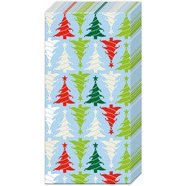 IHR Ideal Home Range Pocket Tissues 4-Ply Facial Tissue Pack, 10-Count, Trees in Line (Light Blue), 1-Pack Only