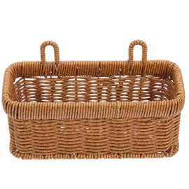 Alipis Garlic Woven Basket Hanging Basket with Dual Handle, Wall Decorative Storage Basket Fake Rattan Basket for Potato, Onion, Fruits