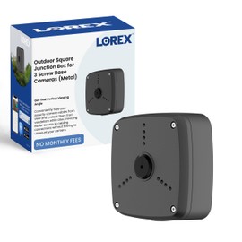 Lorex Outdoor Square Junction Box | 3-Screw Base | Weatherproof Metal Mount | Hidden Cable Management | Ceiling or Wall Mount | for Select Lorex Security Cameras | Black