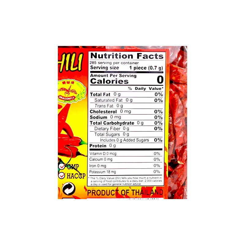 Thai Whole Dried Chili Peppers, Very Hot (7oz)