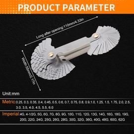 OriGlam Screw Thread Pitch Cutting Gauge Tool, Stainless Steel Metric Screw Pitc
