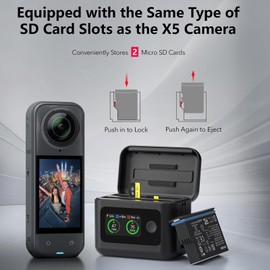 KTRSUJY Battery Charger, Designed for Rapid Charging of Insta360 X5 Batteries. Features 27W Smart Dual Fast Charging with an LCD Display Showing Real-time Battery Status (SOC). (Battery not Included)