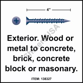 Strong-Point (1000) Diamond Blue Concrete Screw 3/16 x 4  Phillips Flat Head #138327