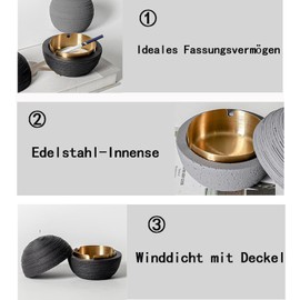 Cutfouwe Outdoor Bin - Waterproof Concrete Bin with Metal Inner Container, Modern Design for Garden and Entrance Area, White, 12 cm