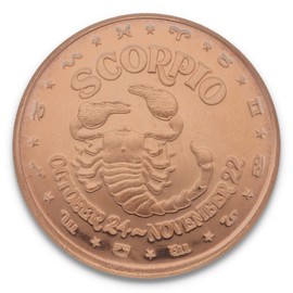 Private Mint 1 Ounce (AVDP) .999 Fine Copper Zodiac Sign Scorpio