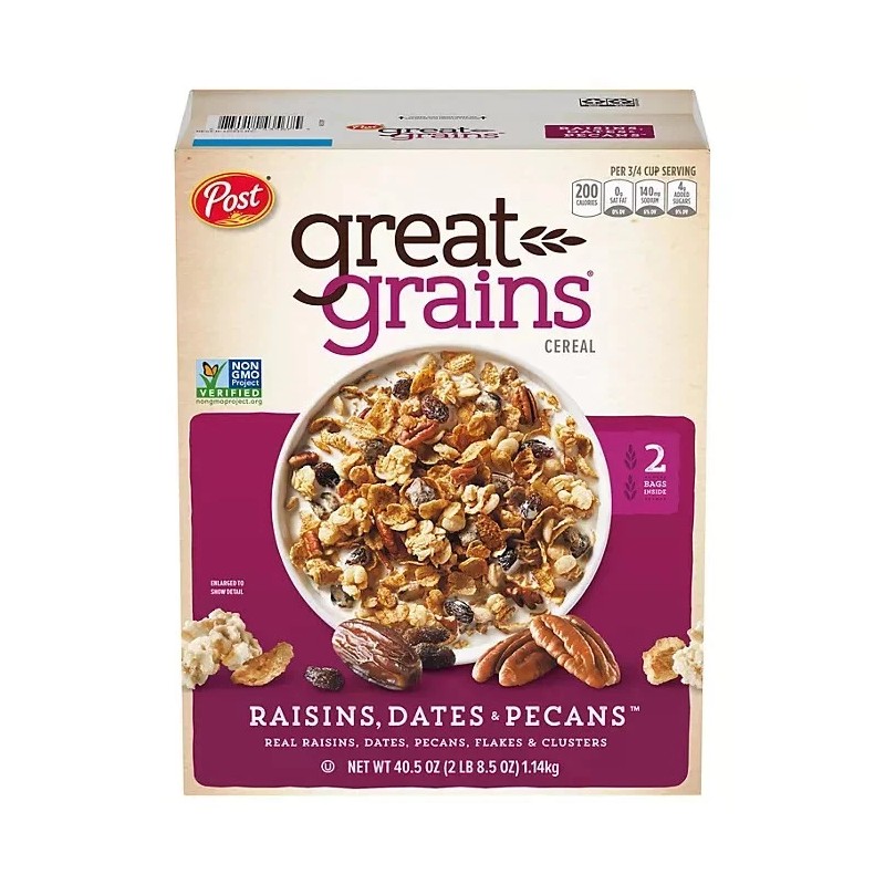 Post Great Grains Raisins Dates and Pecans Breakfast Cereal, 40.5
