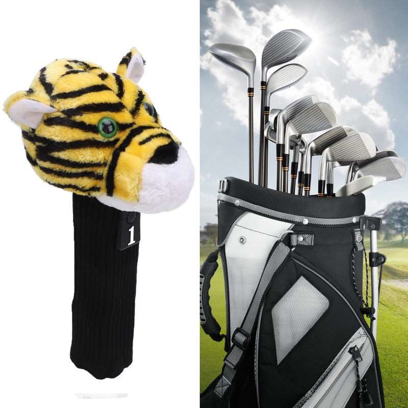 Golf Club Head Cover Plush Nylon Cute Tiger Head Protective