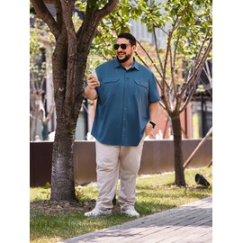 Big and Tall Mens Fishing Shirt UPF 50+ Sun Protection Shirt SPF Quick Dry Navy 5XL