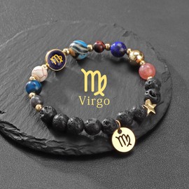 Bolinailo Virgo Bracelet, Virgo Gifts for Women Crystal Bracelet Healing Stone Bracelet for Women Virgo Birthday Constellation Gold Charm, Spiritual Jewellery for Women