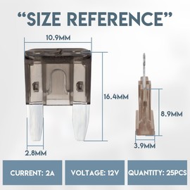 Innfeeltech 25 Pieces Mini Car Fuse Flat Car Fuse 2A with 2 Plastic Clips for Car, Truck and Motorcycle