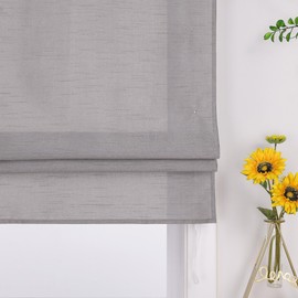 ESLIR Roman Blind with Velcro Tape Plain Curtains Kitchen Opaque Roman Curtains Living Room Ribbon Blind with Velcro Rail Grey W x H 60 x 140 cm 1 Piece