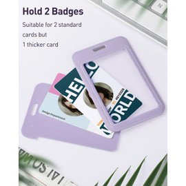 Uniclife 1 Pack Sliding ID Badge Holder Vertical Hard Plastic Case with Clear Window Light-Purple Card Protector for Office School ID Credit Cards Proximity Key Cards Driver’s Licenses and Passes