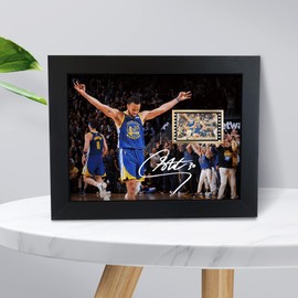 ORIMAMI Gifts for Basketball Player Stephen Curry Fans,Sport Superstar Picture Desktop Framed Photo 8x6 Inches with Printed Signed and 1x35mm Film Mini Cell Display
