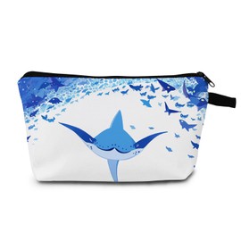 MoCaliduccious Whimsical Dolphin Cosmetic Bag Ocean Blue Cartoon Printed Design Travel Organizer for Beach Vacation Essentials Unique Gift Idea for Ocean Lovers/Birthdays