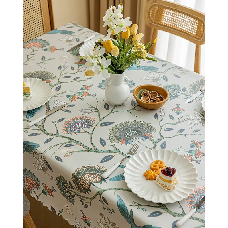 LIVETTY Wipe Clean Table Cloth, Fabric Table Cloth Rectangle Table