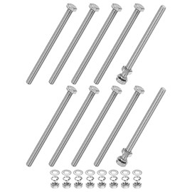 M METERXITY 10-Pack Hex Head Screw Bolt with Nuts Flat & Lock Washers M8x120mm Stainless Steel Bolts and Nuts Kit Fully Threaded Metric Bolt Assortment for Equipment/Machinery
