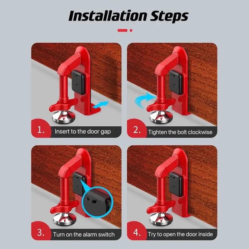Portable Door Lock - Anti-Theft Travel Lock, Door Stop Alarm