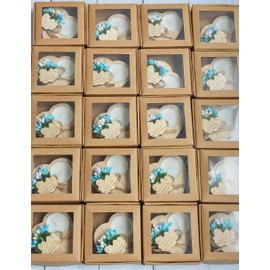 50 Piece Wooden Candle Holders, Baby Shower Party Favors for Boy,Baptism Candle Favors,Baby Christening Favors for Guests. (blue)