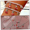 SHOWERORO 1pc Rhinestone Cherry Anklet fruit charm bracelet anklets for