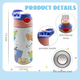 DiTFATOP 25pcs 12oz Sippy Cup Sublimation Blanks Bulk, Stainless Steel Double Wall Insulated Toddler Water Bottle with Straw Lid, Five Mixed Colors Portable Drinking Tumblers for Kid Teen