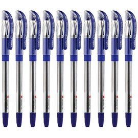 1 X 10 Cello Technotip PEN Top Ball Point 0.6 mm Smooth Writing Blue Brand Ad By Indian Cricketer Mahindera Singh Dhoni Lot of 10 Pens