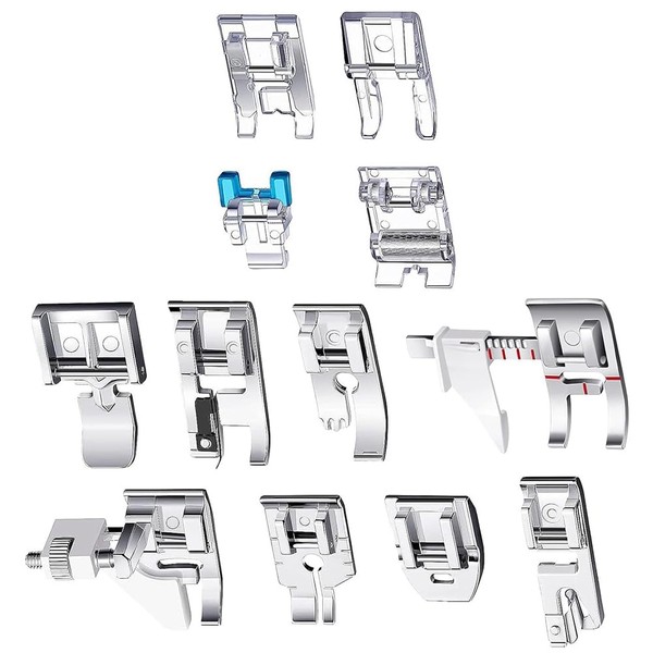 Turodeuo 12Pcs Presser Foot Kit,Straigh Foot, Roller Foot, Snap on