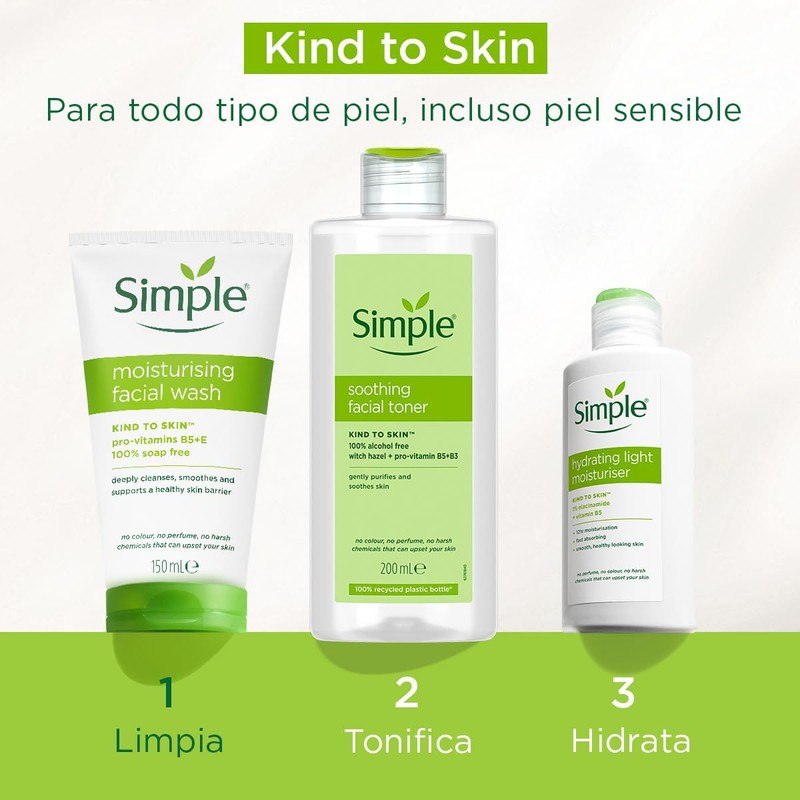 SIMPLE, Limpiador facial con efecto Humectante, 150 ml