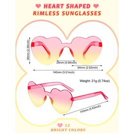 LIULIUBTY Heart Shaped Rimless Sunglasses,Jelly Fudge Series Bachelor Party Cool Sunglasses 8 Pack for Glasses Party Favors (Two-Tone A)