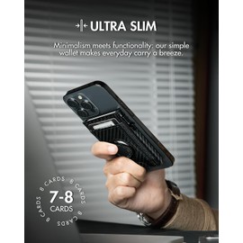 iwantit AirTag Wallet Slim Minimalist Front Pocket Leather Smart Pop Up Air Tag Wallet Credit Card Holder with ID Window, 7-8+ Cards, Money Pocket, RFID Blocking